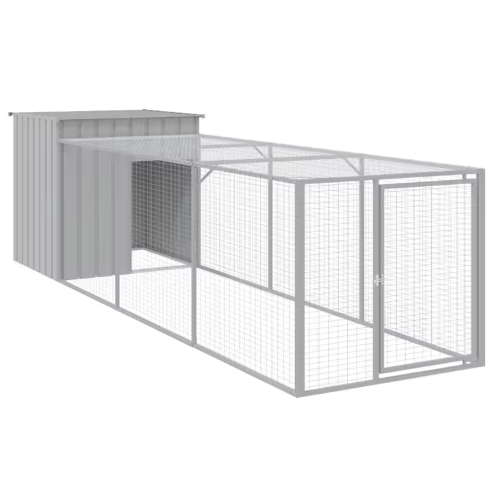 vidaXL Gallinero con Corral Jaula Caseta de Gallinas Acero Galvanizado Color Antracita,  Gris claro, y mas - 1