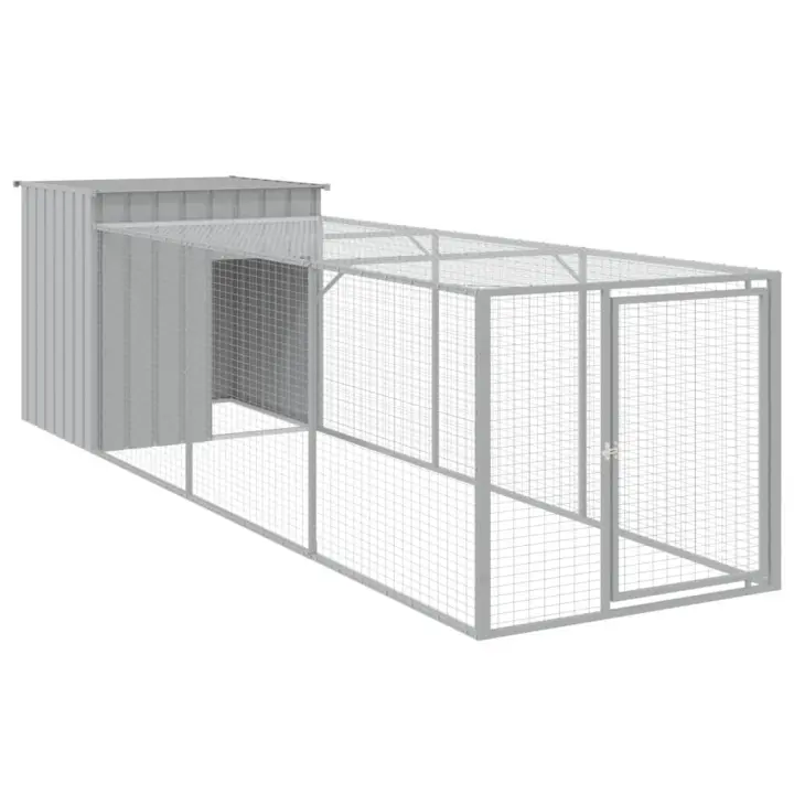 vidaXL Gallinero con Corral Jaula Caseta de Gallinas Acero Galvanizado Color Antracita,  Gris claro, y mas - 1