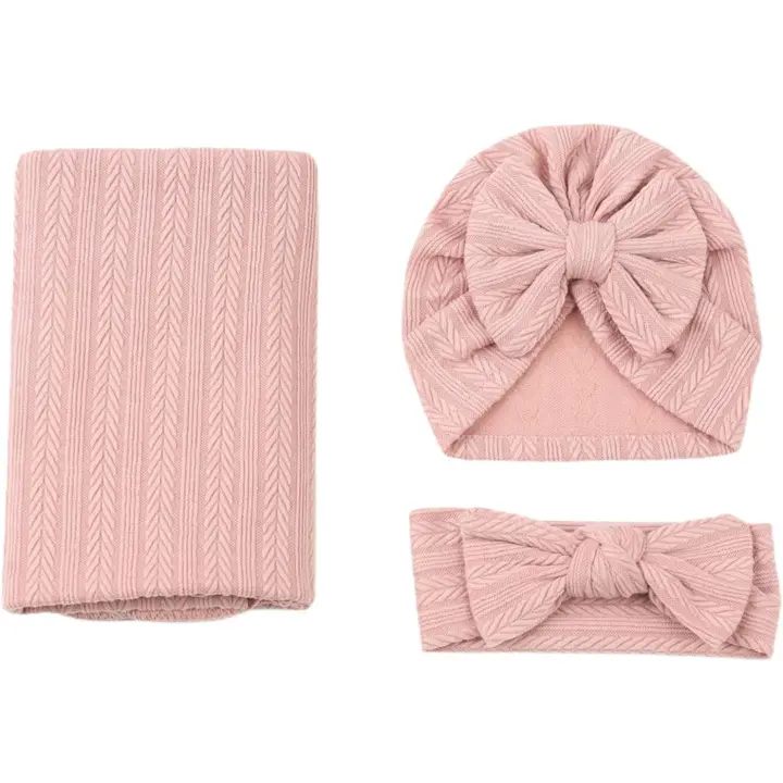 Manta receptora para recién nacidos, manta receptora para recién nacidos con diadema y gorro, manta envolvente para bebés para niños y niñas - 1