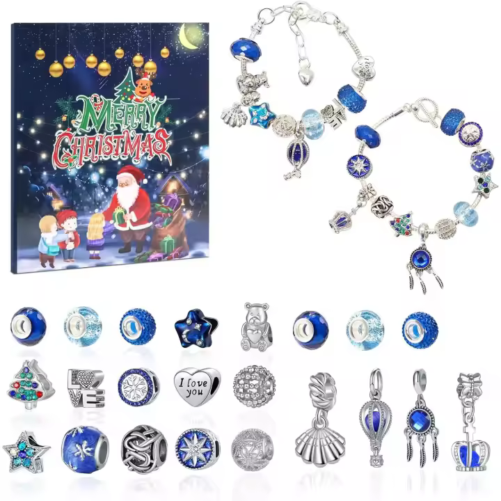 calendario de Adviento para niñas, joyas para niñas, 24 unidades, kit de pulsera, 24 días de cuenta regresiva, calendario de Navidad regalo para niñas - 1