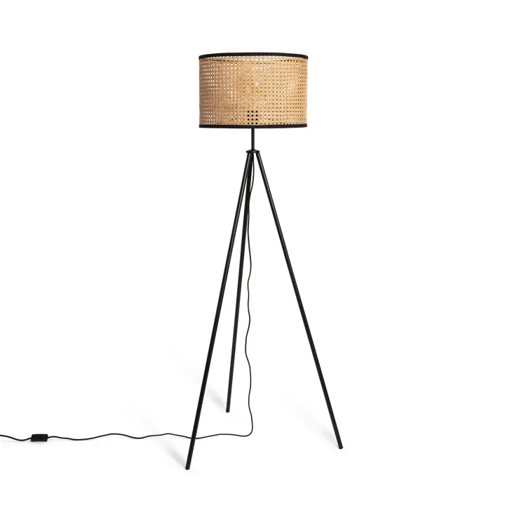 Ledkia Lámpara de Pie Ratán Huela ILUZZIA - Diseño Único y Elegante para Iluminación de Interiores - 1