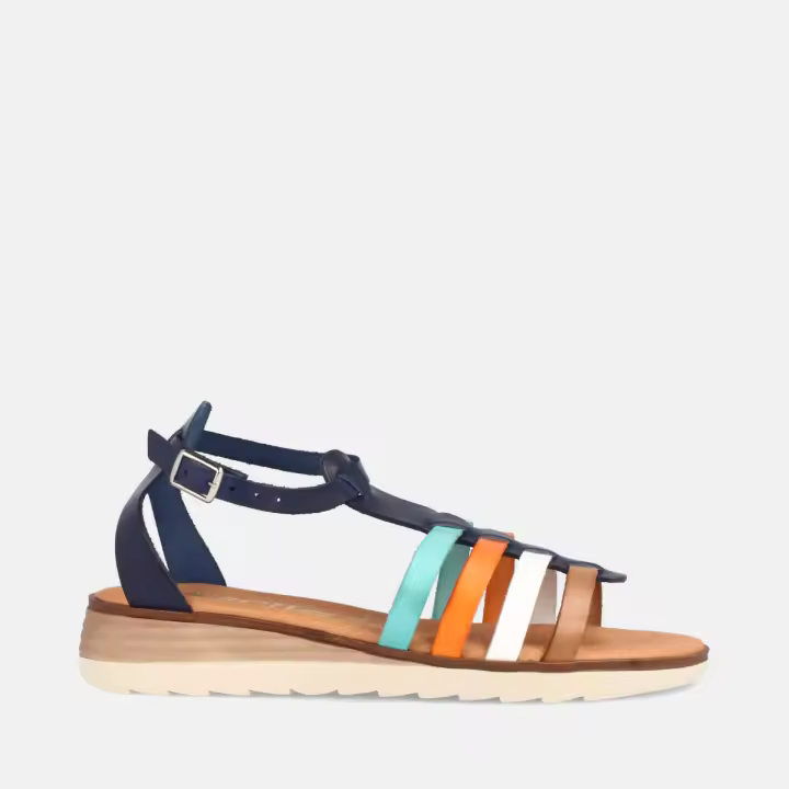 MARILA SHOES SANDALIAS PARA MUJER CON CUÑA BAJA ESTILO CANGREJERA EN PIEL ANABELLA MULTIBLUE - 1