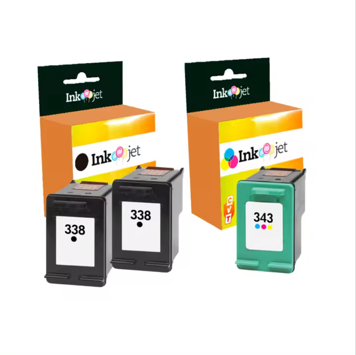 Cartuchos de Tinta HP 338 X2 Negro y HP 343 Tricolor Compatibles - Alta Calidad - 1