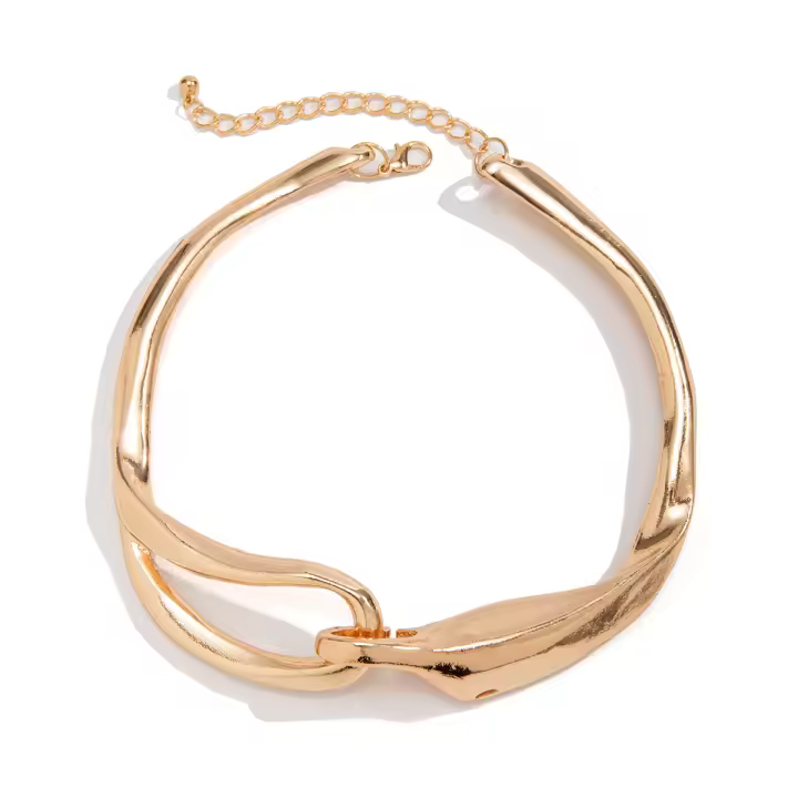 Collar Gargantilla Lacteo Para Mujer Con Collarín Cruzado De Metal Color Oro Cadena Gruesa Joyería Para Fiesta Regalo Para Damas - 1