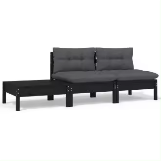 VIDAXL 806686 juego muebles para exteriores fabricados en madera pino maciza de un acabado color negro y gris antracita - 1