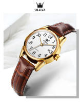 Reloj De Cuarzo Clásico Para Hombre OLEVS Con Correa De Cuero Marrón Y Fechador Resistente Al Agua Dial Digital Estilo De Negocios - details 9
