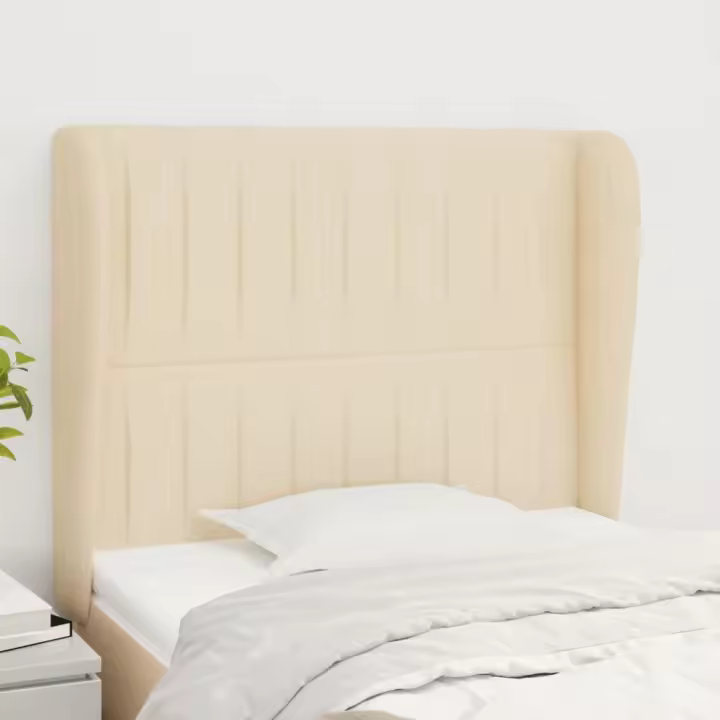 vidaXL Cabecero con orejas de tela color crema 83x23x118/128 cm - 1