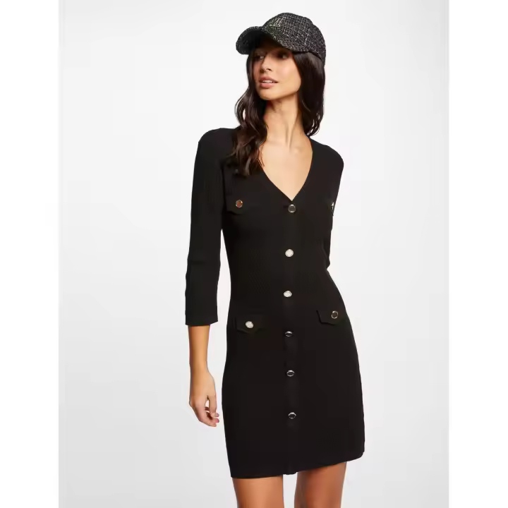 Vestido mujer Morgan modelo RMLILY negro  detalles botones - 1