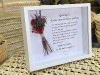 Regalo para los padres madre enamorados verdadero amor con mensaje y ramo de flores naturales preservadas y secas detalle para bodas aniversario día de la madre marco de madera con fondo mensaje de agradecimento a nuestra madre padres - details 2