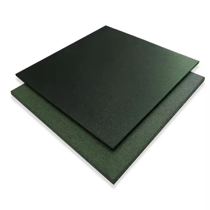Loseta de Caucho para Suelo de Gimnasio 1x1x15mm - Negro / Verde - Pack 10 - 1