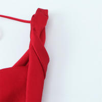 Vestido Rojo Elegante Sin Mangas Para Mujer TRAF 2025 Con Cuello En V Y Detalle De Cuerda En La Espalda Silueta Larga Fluidez - details 4