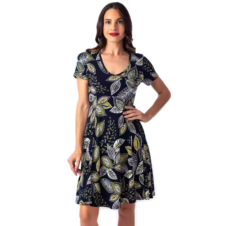 Vestido de verano estampado para mujer de manga corta con volantes Masquenada – Tela de alta calidad - 1