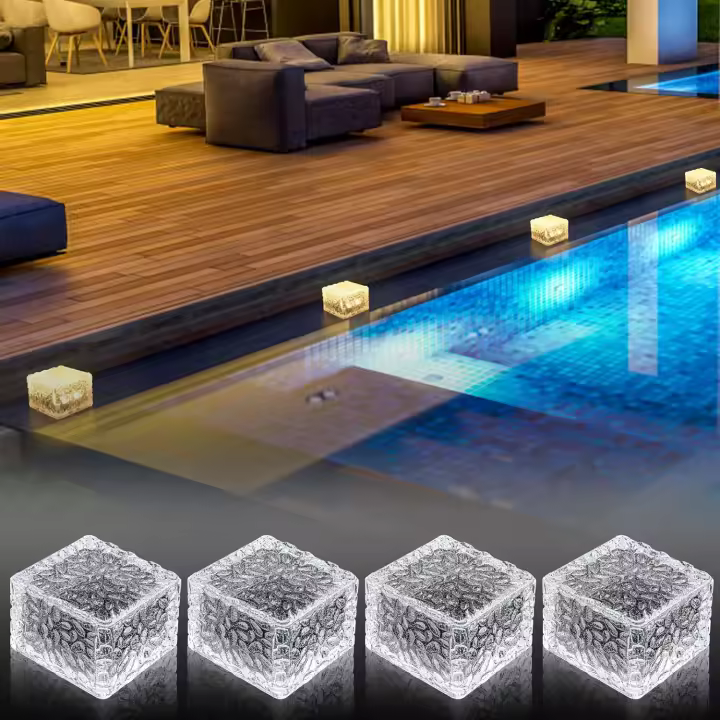 SOMY Lámpara solar al aire libre, 4 piezas Lámpara solar impermeable de tierra, luz solar LED brillante para jardín para patio, césped, carretera, escaleras (blanco cálido) Lámpara de poste al aire libre - 1