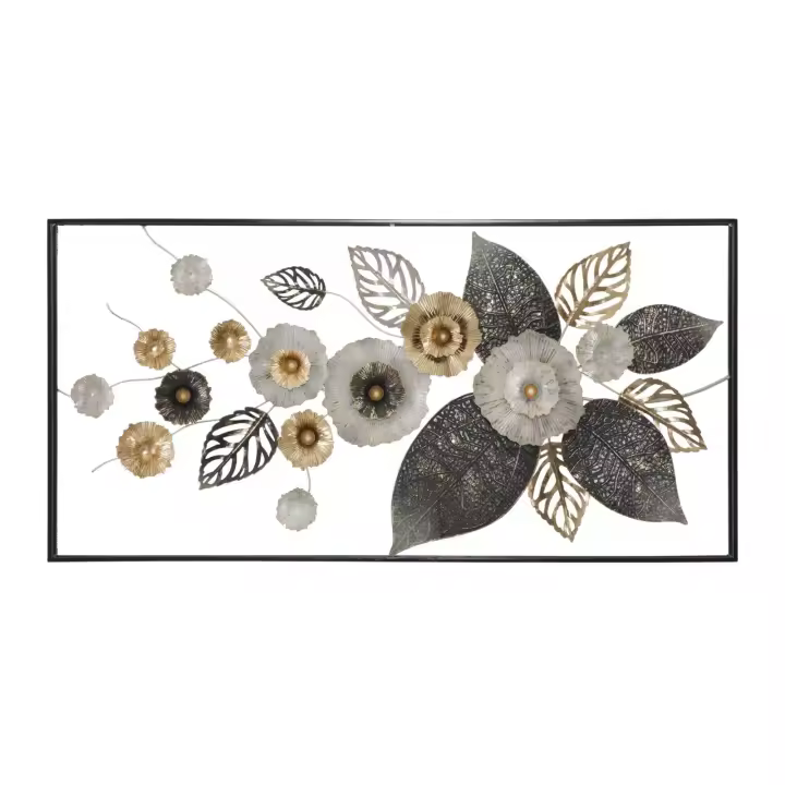 Decoración en Metal 3D Flores 5, Metal, Multicolor, 120x7x59 cm - 1
