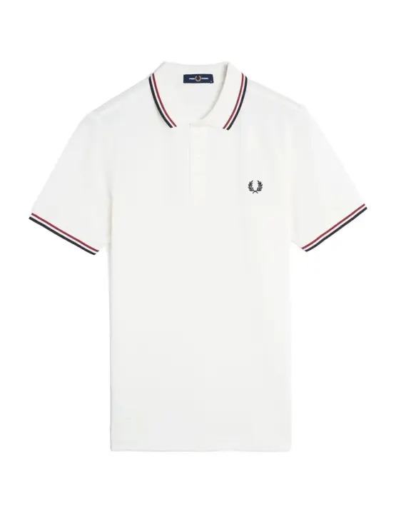 Polo Fred Perry Twin Tipped Hombre Blanco - 1