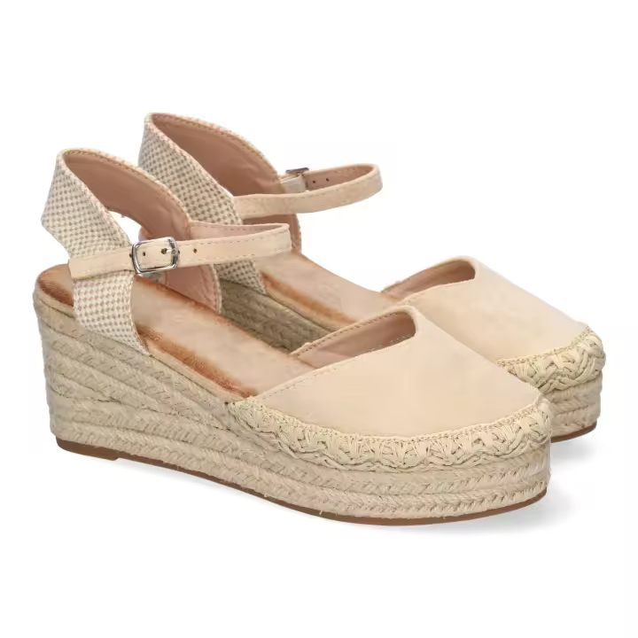PuntoSalao Sandalias de cuña media en yute para mujer color beige 5Q92 - 1