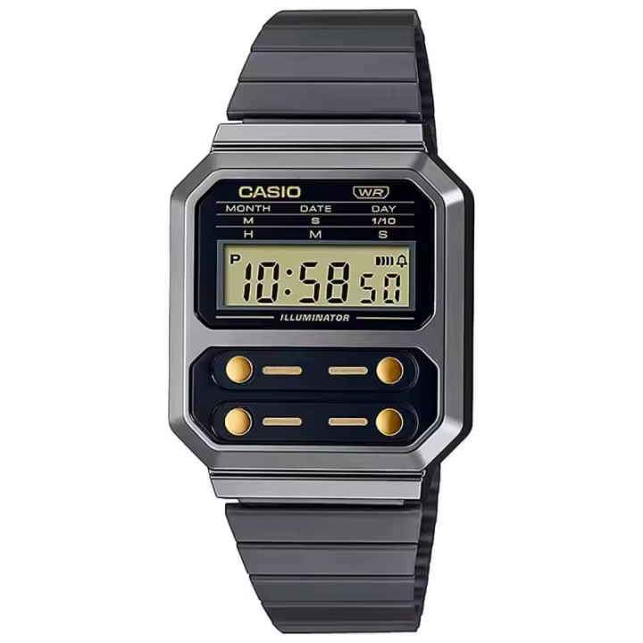 Casio A100wegg-1a2ef Collection Vintage Reloj Para Unisex Color Gris - 1