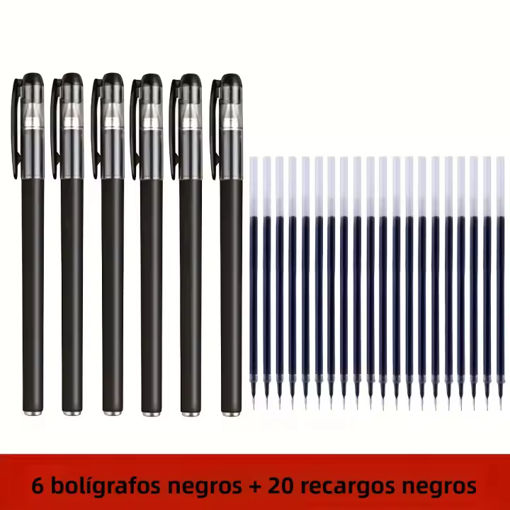 Juego De 26 Bolígrafos De Gel 0.5mm Puntos Finos Colores Variados ( Negro / Azul / Rojo ) Para Oficina Y Escuela - 1