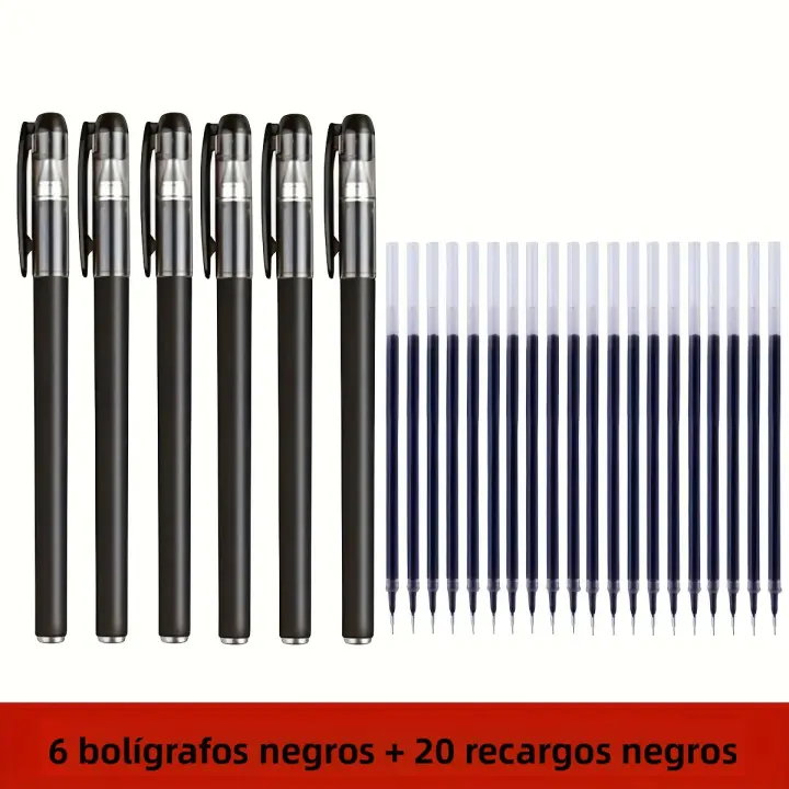 Juego De 26 Bolígrafos De Gel 0.5mm Puntos Finos Colores Variados ( Negro / Azul / Rojo ) Para Oficina Y Escuela - 1