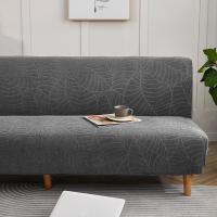 Cubierta De Sofá Cama Sin Brazos Con Patrón De Hojas Tejido En Jacaranda Efecto Impermeable Protege Textiles Del Gato - details 1