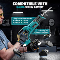 Sierra alternante inalámbrica para corte de madera y Metal, 4 hojas de piezas, batería Makita de 18v, sin batería, DIY para el hogar,Compatible con baterías de litio de la serie 18V B, com - details 2