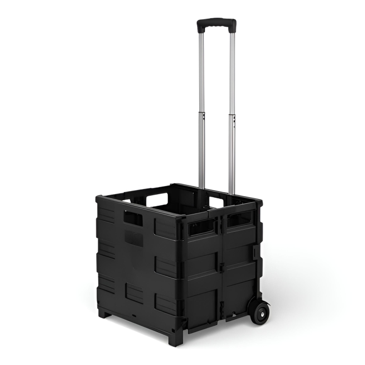 ORION91oficial® - Carro Plegable con Ruedas | Plástico con Asas Telescópica Extensible de transporte 42,5 L | Plegable | 30Kg Max | 45x37,5x40,5 cm | Color Negro🖤 | Compra | Transporte - spaziOrion91