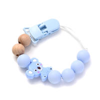 Portador De Chupete De Silicona Para Bebé Con Cadena De Dientes De Animales De Peluche Soporte Para Chupete Y Mordedor De Madera Para Niños Mayores De 4 Meses - details 8