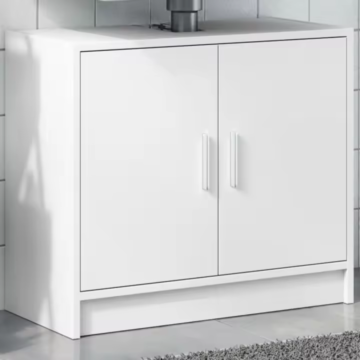 vidaXL Armario de lavabo madera de ingeniería 63x29x55 cm en color Gris sonoma/Gris hormigón/Negro y más | almacenamiento funcional diseño moderno para baño dormitorio sala - 1