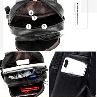 Mochila Para Mujer 2022 Nueva De Cuero Suave De Alta Calidad Banda De Hombro Arco Gran Capacidad Para Viajes Y Escuela Color Negro - details 4