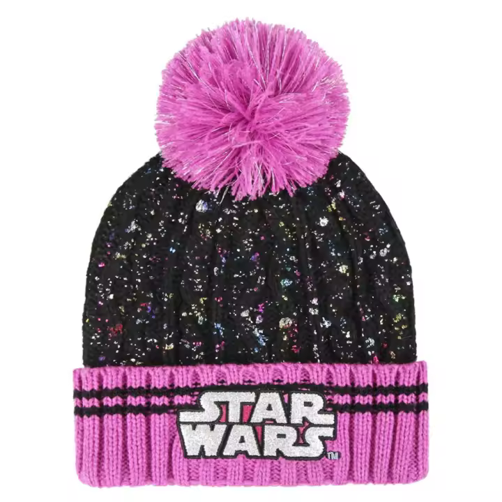 Gorro Star Wars Negro Estampado Ajustable con Pompón para Niña - 1