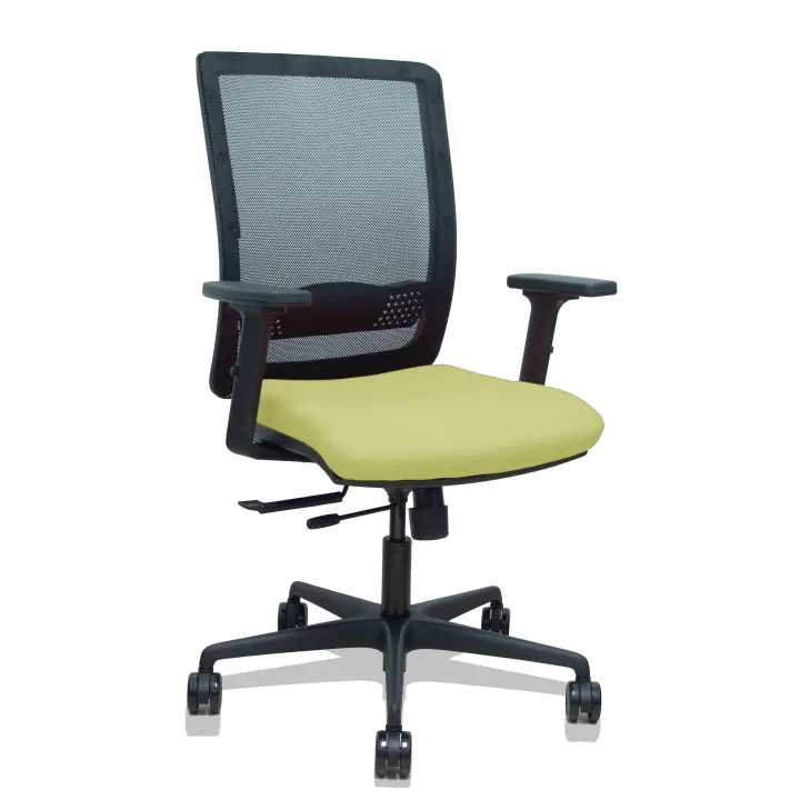 Silla Haches traslack malla negra asiento bali verde oliva brazos 2D ruedas 65mm - 1