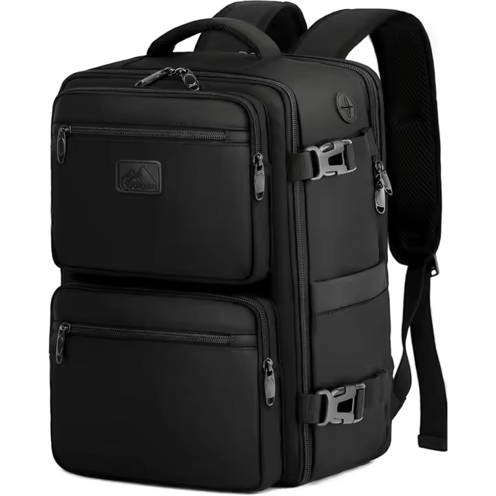 Mochila de viaje de cabina de avión para Ryanair Easyjet hombres mujeres mochila bolsa de viaje de mano, negro-S - 1