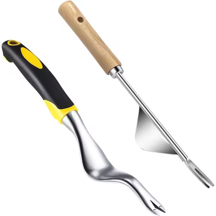 Herramienta de deshierbe manual, herramienta de eliminación de diente de león de deshierbe de mano de 2 piezas, extractor de malezas de jardín con mango antideslizante - 1