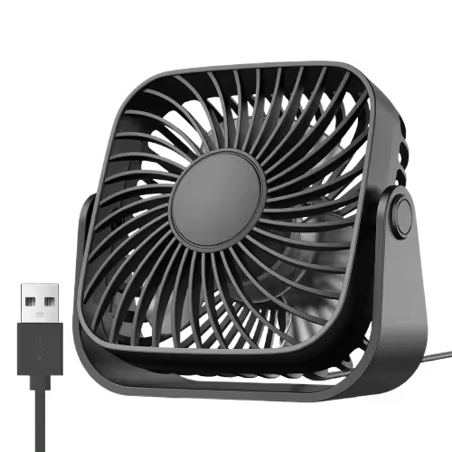 TOPK Mini Ventilador Portátil USB 4" – Ventilador de Mesa Silencioso con 3 Velocidades, Ajuste de 360°, Ideal para Camping, Escritorio y Hogar - 1