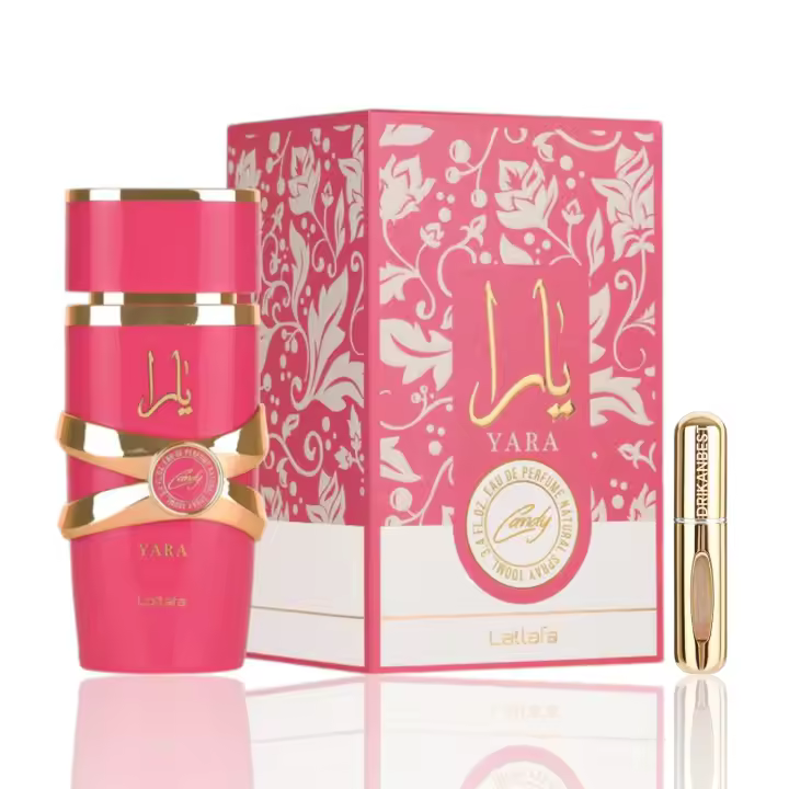 Perfume Yara Candy, perfume árabe (ORIGINAL) perfume afrutado,dulce,avainillado 100 ml+REGALO Atomizador 5ml DRIKANBEST - 1