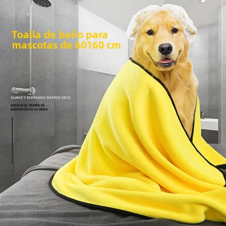 Toalla Para Mascotas 60x160cm Absorbente Y Secado Rápido Suave Y Gruesa De Velours Coral Para Perros Y Gatos - 1