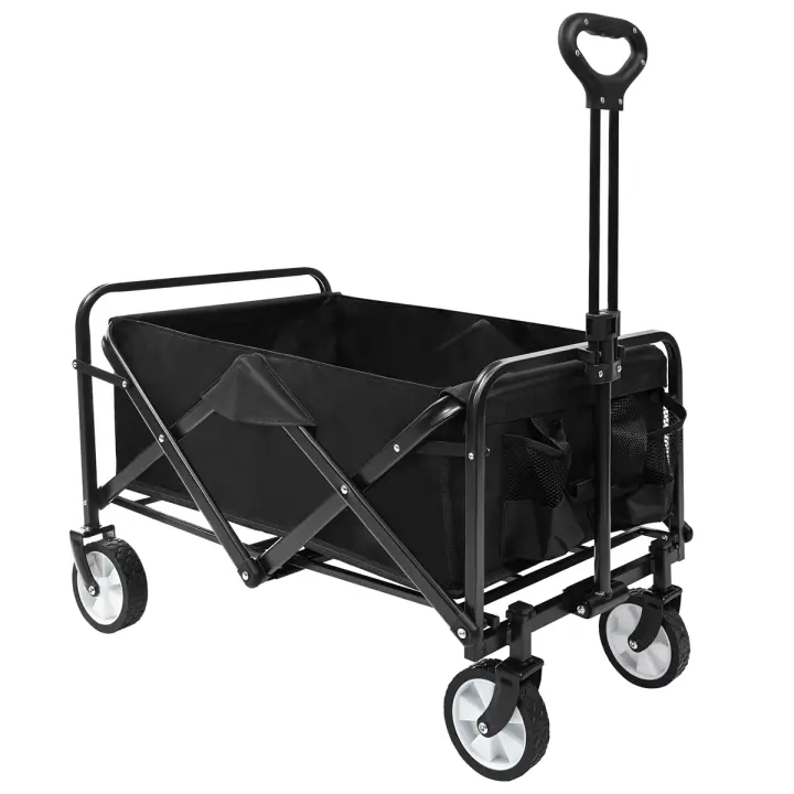 Carrito de Transporte de Mano Plegable ,Carro con 4 Ruedas Grandes con Freno Resistentes para Camping, Playa,Jardín,Piscina, Casa o Almacén.Carreta plegable para jardín y aire libre con bolsa .Carretilla con Mango Ajustable CARRO. (CAR001 2599 4599 T52) - 1