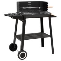 vidaXL Barbacoa de carbón con ruedas acero negro - details 1