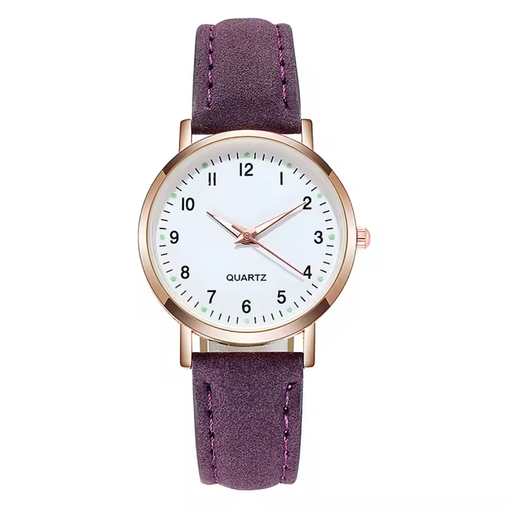 Reloj De Lujo Para Mujer Con Diamantes Y Luz Retro Reloj De Cuarzo Con Bandeja Luminosa Reloj De Pulsera De Cuero Para Damas - 1