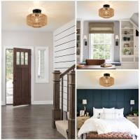 Lámpara De Techo De Rotura E27 Con Luz LED Tejida a Mano Para Decoración Moderna De Hogar Habitación Dormitorio Sala De Estar - details 5