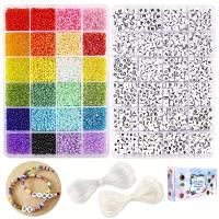 Kit De Cuentas De Vidrio Para Manualidades Y Joyería 10800pcs De 3mm 8/0 Y 1200pcs De Cuentas De Letras Para Pulseras De Amistad - details 2