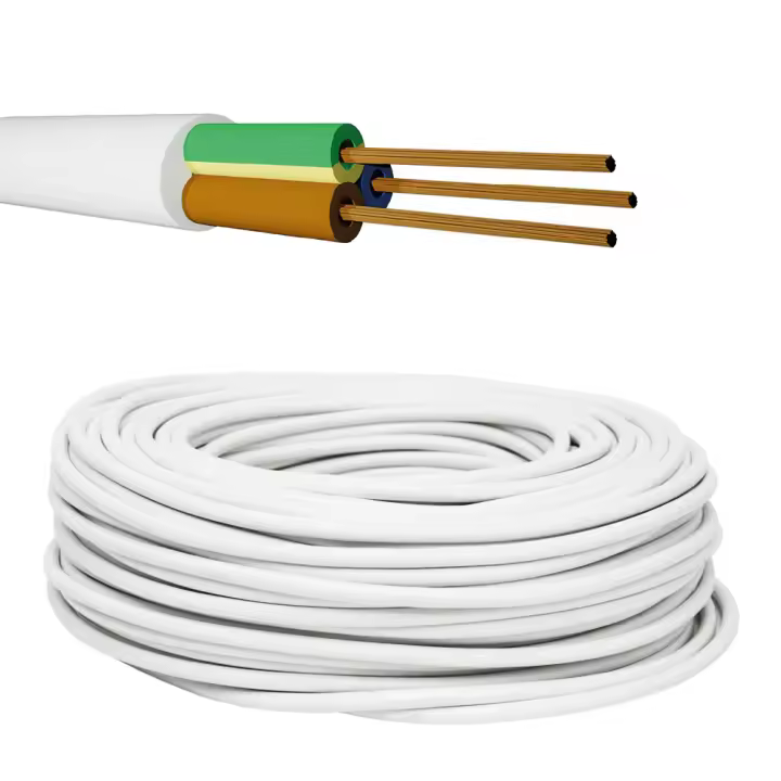 Manguera eléctrica 3x1.5mm² blanca redonda 3G1.5  Cable eléctrico blanco 3 x 1,5 mm²  5-20m. Longitud a elegir - 1