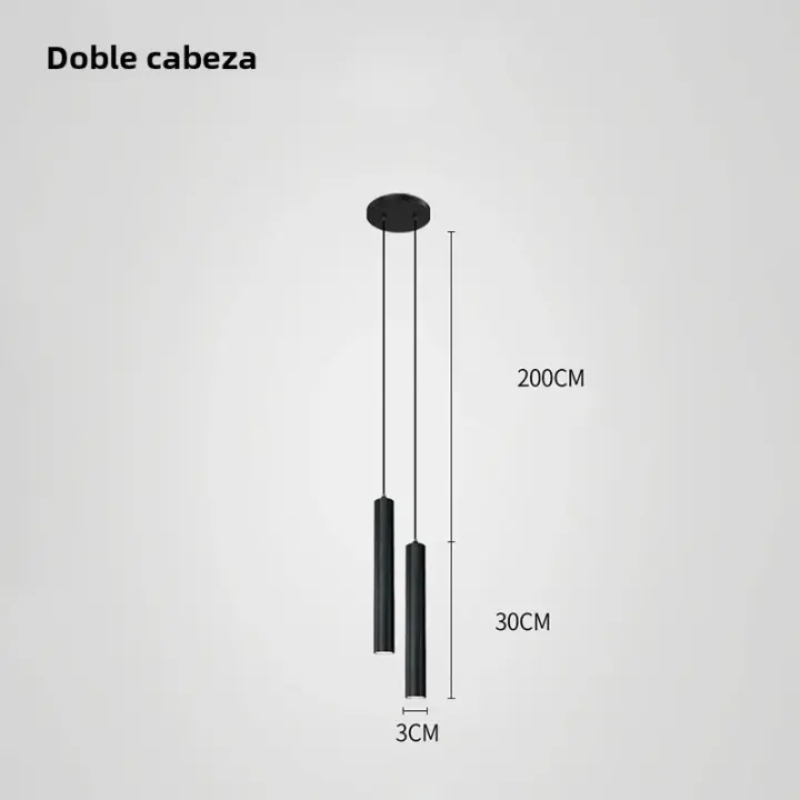 Lámpara Colgante Moderna Nórdica LED Doble Cabeza Para Comedor 2m Con Tubo Decorativo De Cilindro Lámpara De Pared Chandelier - 1