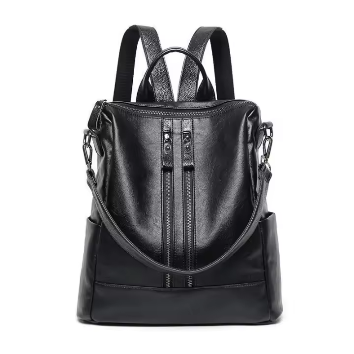 SOMY Mochila Escolar de cuero suave para Mujer, Bolso Escolar multifuncional de gran capacidad, bolsos de hombro de viaje, color Negro - 1