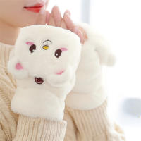 Guantes De Piel De Conejo Y Gato Para Mujer Guantes De Invierno De Plush Cálidos Y Suaves Medio Dedo Flexibles Y Gruesos - details 13
