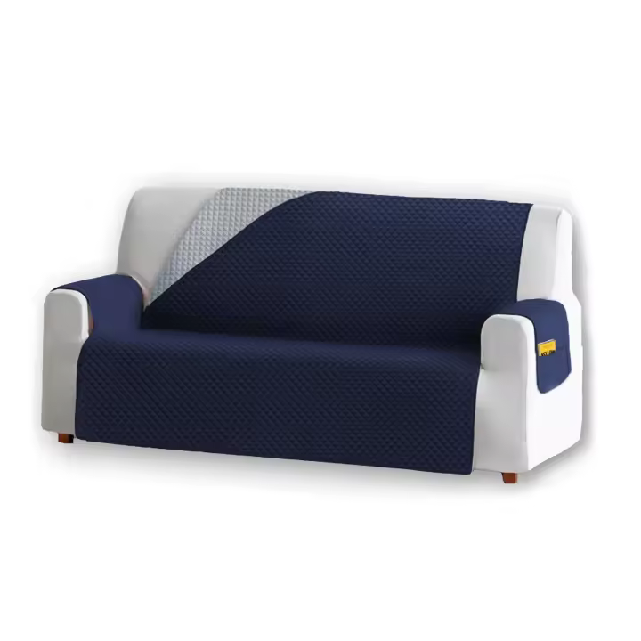 NQT Funda Cubre Sofa - Protector Sofá Reversible Bicolor con Bolsillos Laterales, Diseño Antideslizante, Antimanchas, Lavable a Máquina para Sofa de 1 2  3 4 L Plaza Azul Rojo Granate Gris Oscuro - 1
