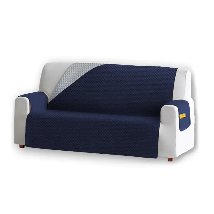 NQT Funda Cubre Sofa - Protector Sofá Reversible Bicolor con Bolsillos Laterales, Diseño Antideslizante, Antimanchas, Lavable a Máquina para Sofa de 1 2  3 4 L Plaza Azul Rojo Granate Gris Oscuro - 1