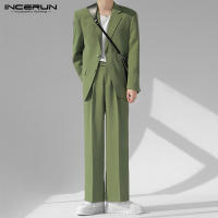 INCERUN Conjunto De Hombre 2024 Estilo Coreano Chaqueta Larga Y Pantalones Casual Streetwear Masculino Dos Piezas S-5XL Solido - details 3