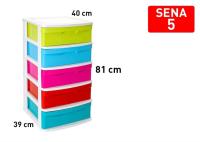 Cajonera de ordenación Sena con 5 cajones opacos, plástico, torre de almacenaje multiusos, hogar, 81 x 40 x 39 cm. - details 0