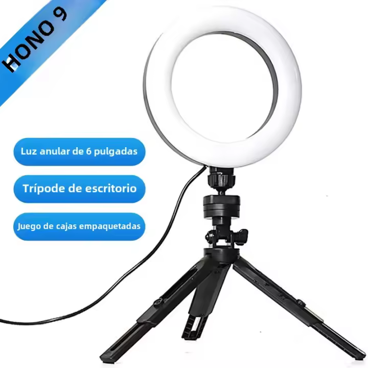 Lámpara De Video Con Anillo De Luz LED Mini 6 Pulgadas Para Selfie Y Maquillaje Con Trípode USB Para YouTube Y Vlogs - 1